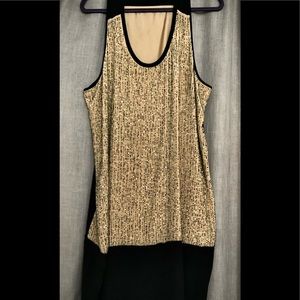 Eilleen Fisher Sequined Rivulet  Silk Crepe De Chine Rosewater Tank Dress Xl